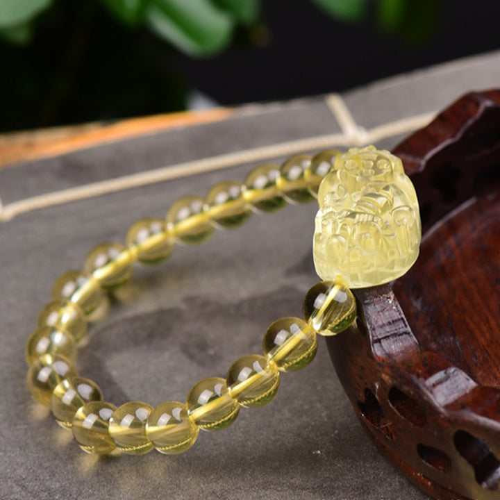 Pulsera de riqueza de Buddha Stones FengShui Citrino PiXiu