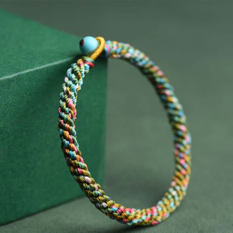Pulsera trenzada hecha a mano para niños y adultos con Buddha Stones, cuerda colorida, suerte