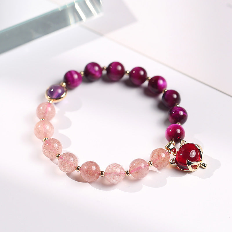 Pulsera de amor Pixiu de cuarzo fresa natural con Buddha Stones