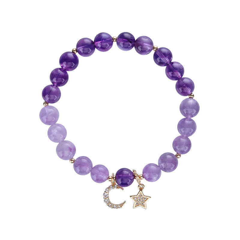 Pulsera curativa de estrella de luna de cristal de amatista