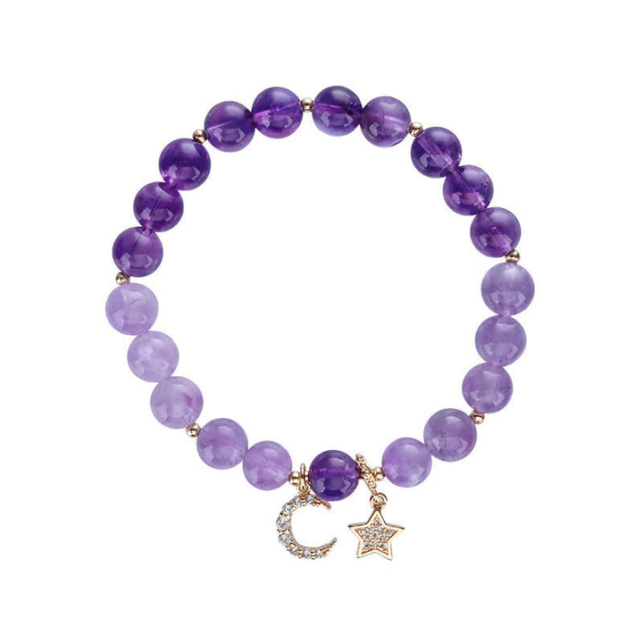 Pulsera curativa de estrella de luna de cristal de amatista