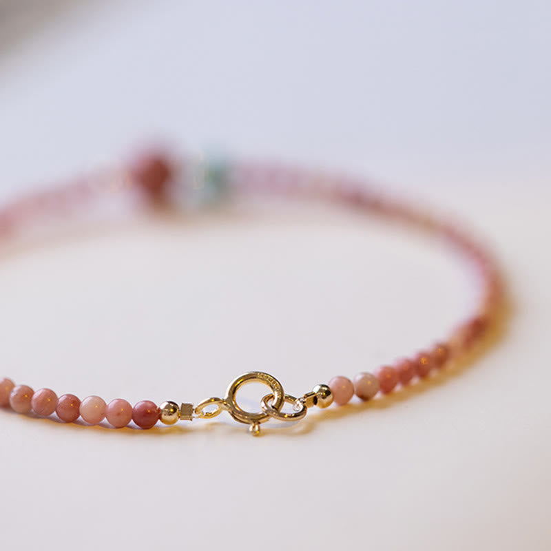 Pulsera de cadena de energía amorosa de rodonita natural chapada en oro de 14 quilates con Buddha Stones