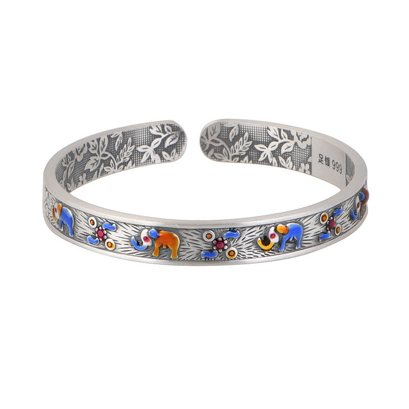 Pulsera de plata de ley 999 con Buddha Stones , diseño de elefante, fuerza y ​​sabiduría - image 8