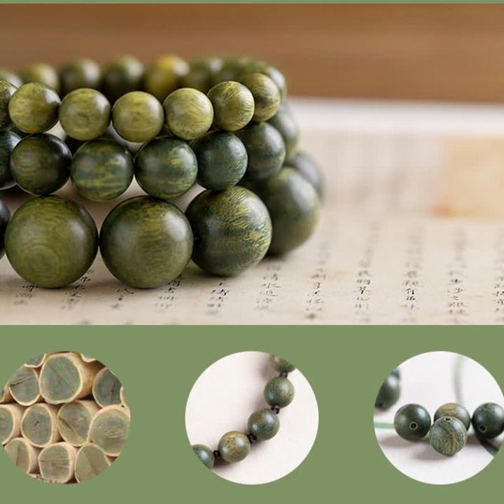 Pulsera de curación calmante de sándalo verde tibetano
