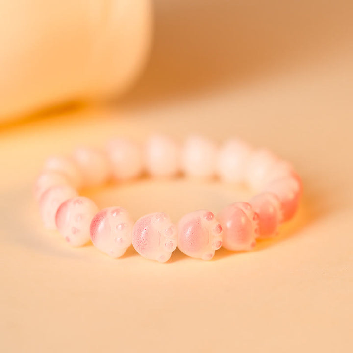 Pulsera de la paz con Buddha Stones, semillas naturales de Bodhi, pata encantadora, pata de gato de la suerte - Rosa claro - image 13