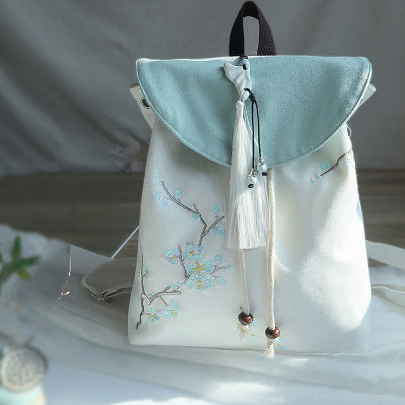 Mochila de lona de gran capacidad bordada hecha a mano con Buddha Stones