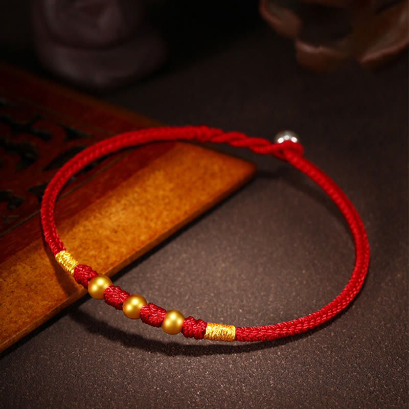 Pulsera de protección trenzada hecha a mano con nudo King Kong de la suerte con cuentas de oro 999 de piedras de Buddha Stones