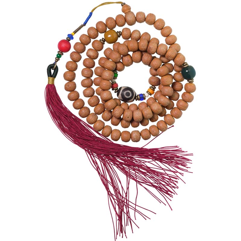 Pulsera de borla de paz con cuentas Dzi de semillas Bodhi de 108 cuentas Mala