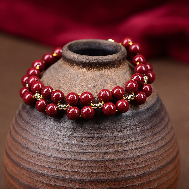 Pulsera de bendición con cuentas de cinabrio natural de Buddha Stones