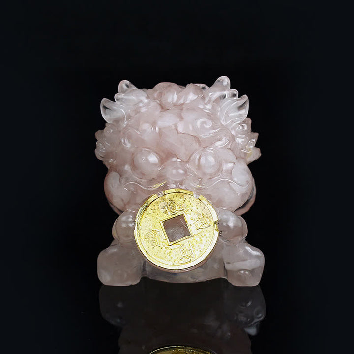 Buddha Stones hechas a mano, moneda de oro PiXiu, cristal Fengshui, energía, fortuna, decoración del hogar - Cristal rosa (Encanto♥Popularidad) - image 5