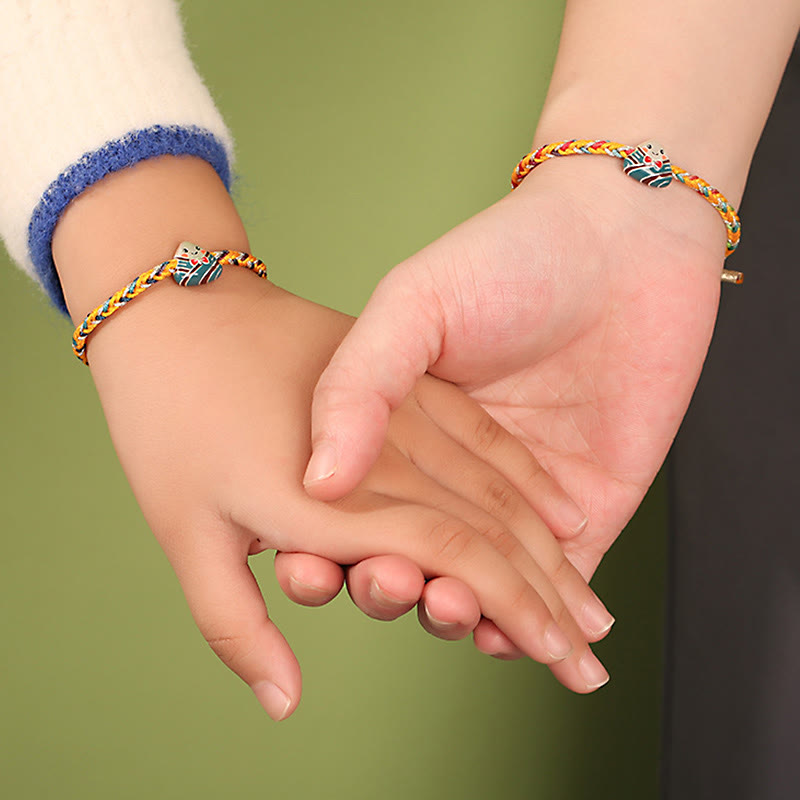 Pulsera de plata de ley 925 con Buddha Stones, dragón, barco, Festival, patrón Zongzi, suerte, hecha a mano, cuerda multicolor, niño y adulto - image 8