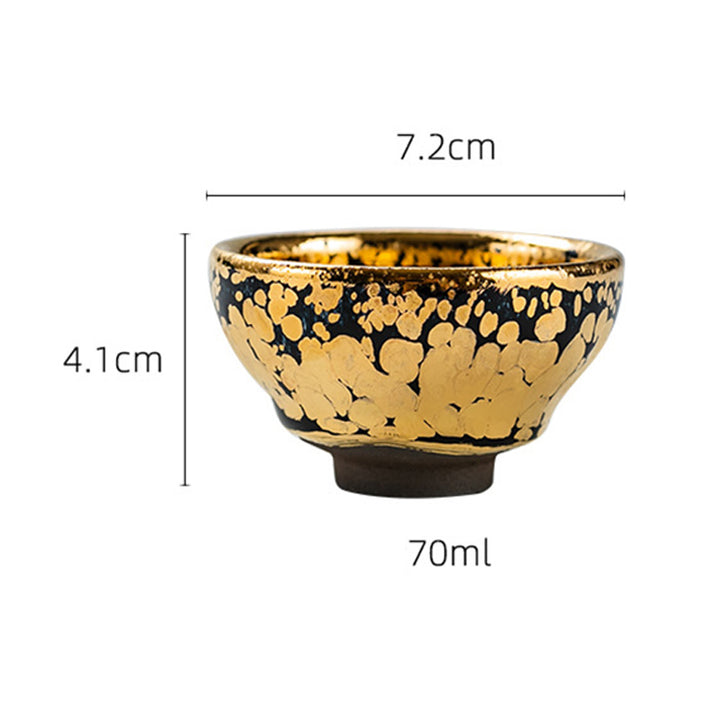Taza de té de cerámica Jianzhan chino con diseño de manchas de oro de 24K, Buddha Stones , tazón de taza de té de Kung Fu con caja de regalo