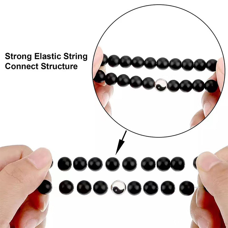 Buddha Stones, 3 uds., cuentas de piedra esmerilada de turquesa blanca Natural, pulsera de riqueza Yin Yang