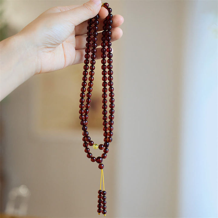 Pulsera de ansiedad transparente con 108 cuentas de Mala naturales de Buddha Stones