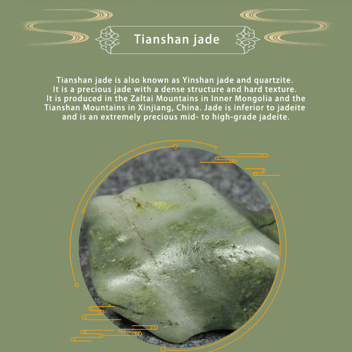Pulsera de la suerte con dije de bambú de Jade Tianshan Natural de Plata de Ley 925 con Buddha Stones
