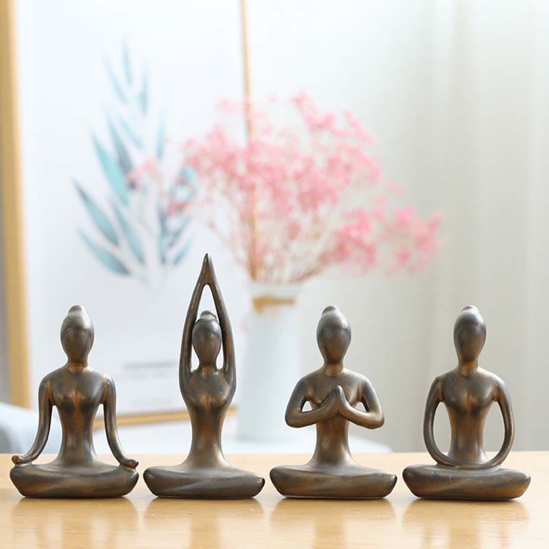 Decoración espiritual de la escultura de la estatuilla de la cerámica del ejercicio de la meditación del yoga abstracto