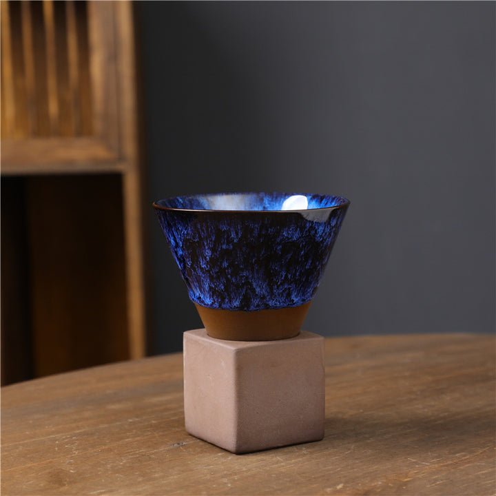 Taza de café de cerámica con cambio de horno Retro Buddha Stones, taza de café expreso con Base de 200ml