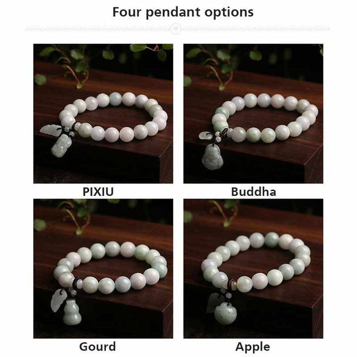 Pulsera de éxito de manzana con Buddha Stones Pi Xiu de jade natural con piedras de Buda