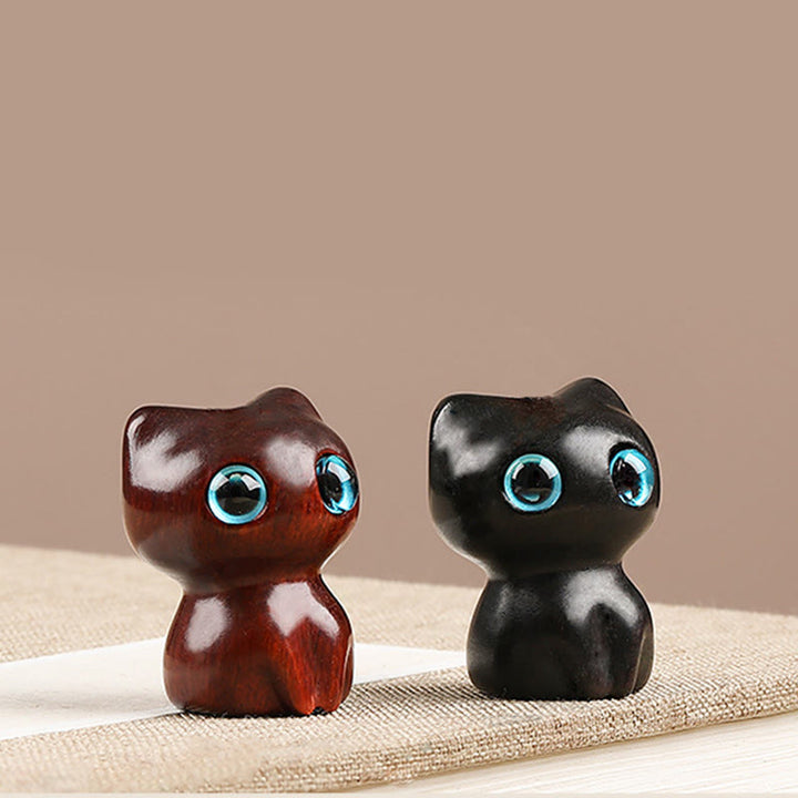 Buddha Stones, Mini hoja pequeña, sándalo rojo, madera de ébano, gato de la suerte, gatito encantador, llavero de la paz, decoración colgante para teléfono