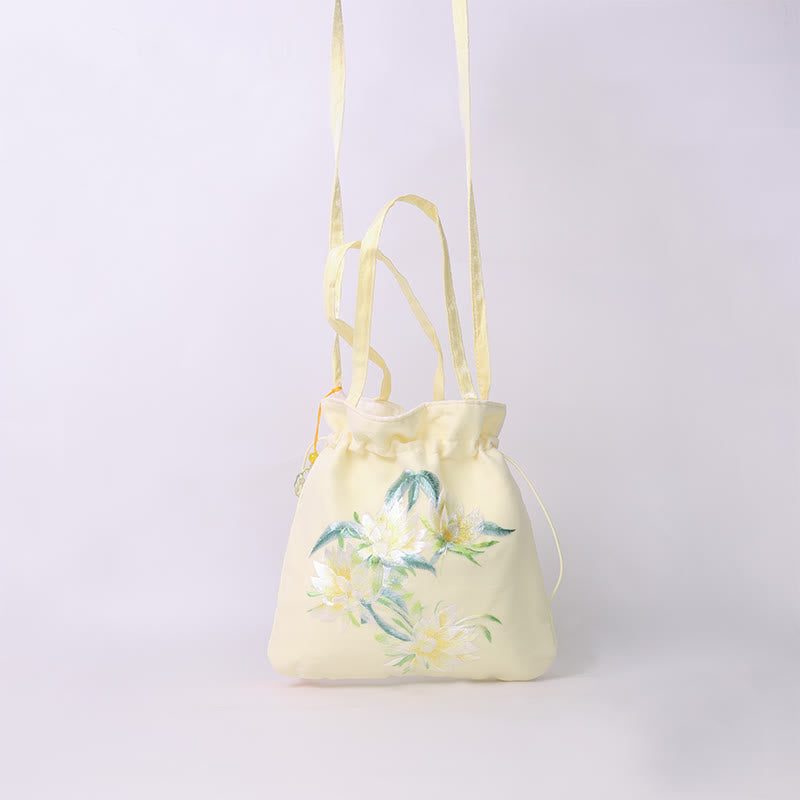 Buddha Stones Lotus Peony Epiphyllum Phoenix Suzhou bordado algodón lino Tote bandolera bolso de hombro bolso