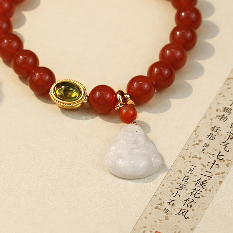 Pulsera de éxito de Buddha Stones con ágata roja natural de piedras de Buda