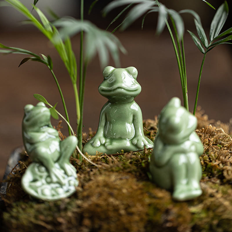 Mini Buddha Stones para meditación, loto pequeño, rana en reposo, cerámica, riqueza, suerte, té para el hogar, figura decorativa para mascotas - image 16