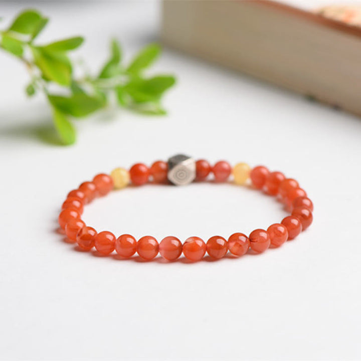 Buddha Stones, Plata de Ley 925, amuleto de Buda natal del zodiaco chino, ágata roja, ámbar, pulsera de autoaceptación