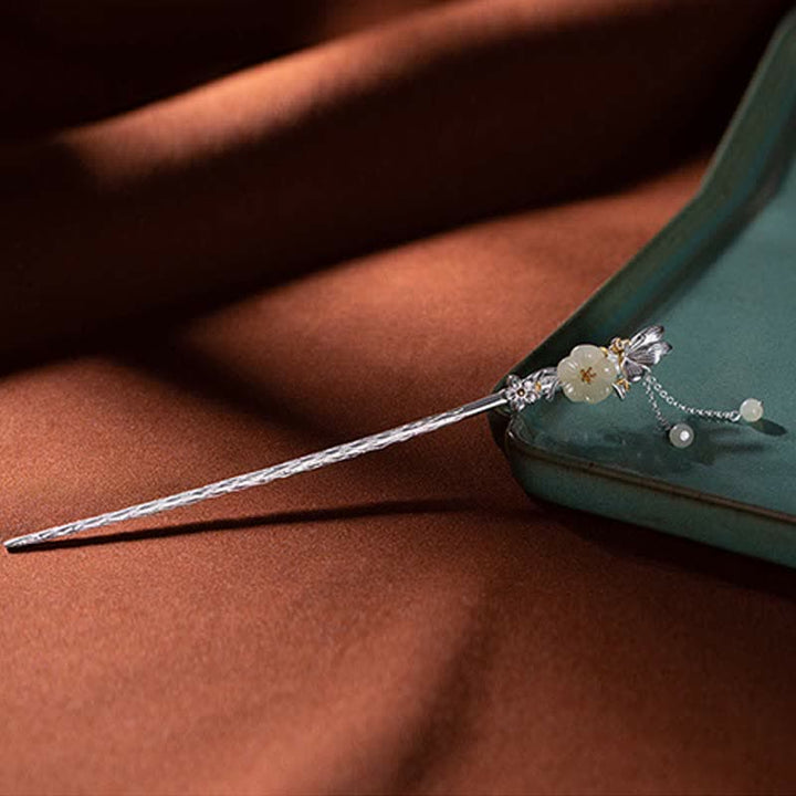 Horquilla de bendición de flor de jade blanco hetiano de plata de ley 925 - image 8