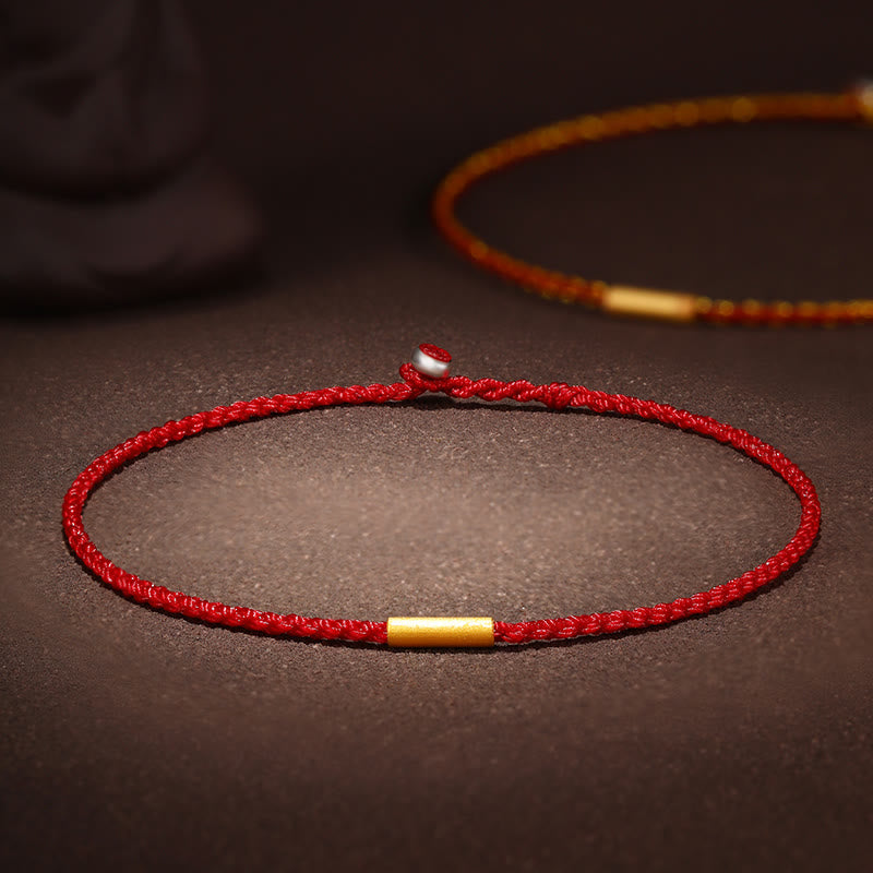 Pulsera de protección trenzada con nudos de deseos de cuatro hilos hecha a mano con cuentas de oro 999 de Buddha Stones