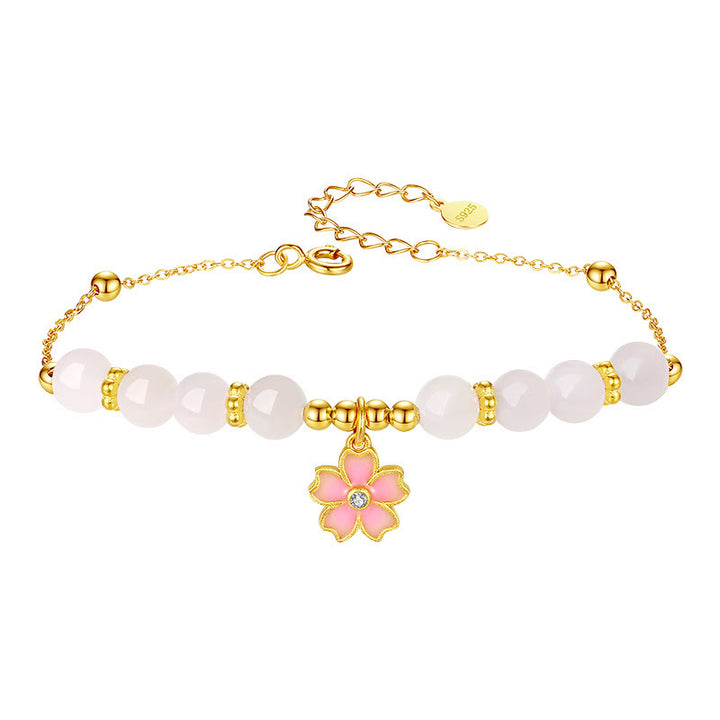 Pulsera de protección de flor de cerezo de jade blanco hetiano de plata de ley 925 con Buddha Stones - image 11