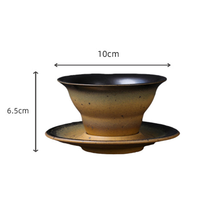 Taza de café de cerámica con diseño de planeta de Buddha Stones, taza de café y té de cerámica rugosa con platillo