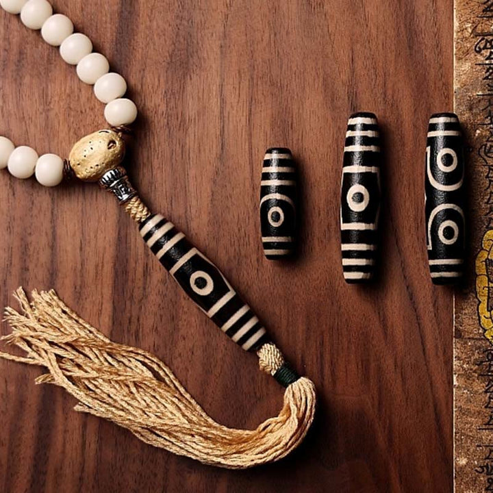 Buddha Stones Tíbet 108 cuentas Mala semilla Bodhi Bagua Vajra Dzi cuentas ágata gris pulsera de riqueza