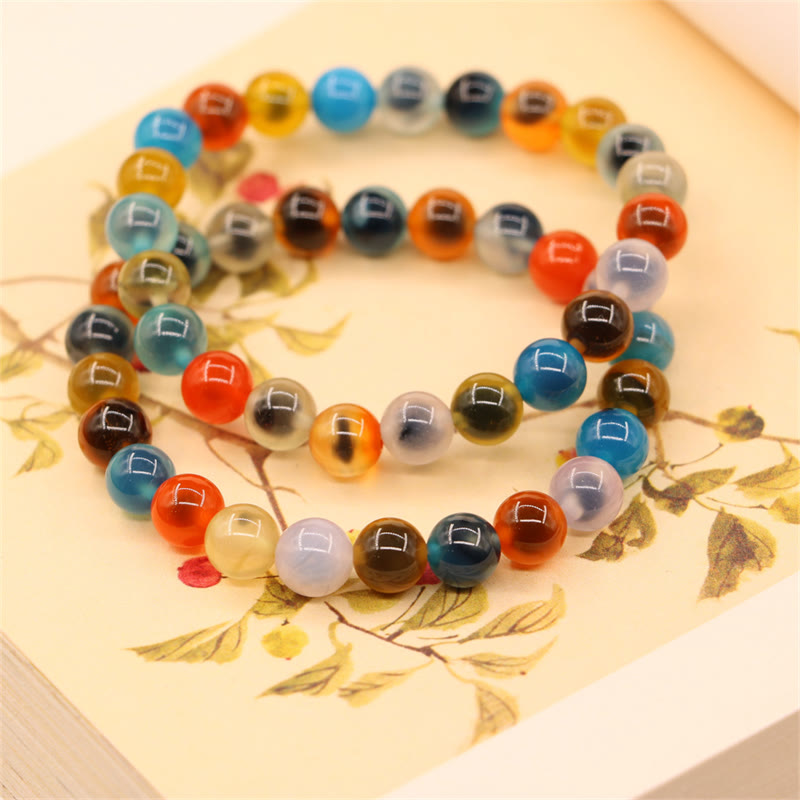 Pulsera colorida de cuentas de fuerza curativa de ágata de caramelo