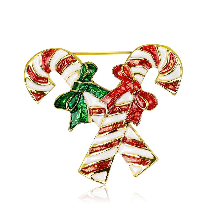 Broche navideño de cristal con diamantes de imitación multicolores