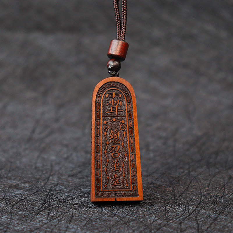 Buddha Stones, relámpago, madera de azufaifo, taoísta, orden de cinco truenos, colgante de collar de protección de la suerte