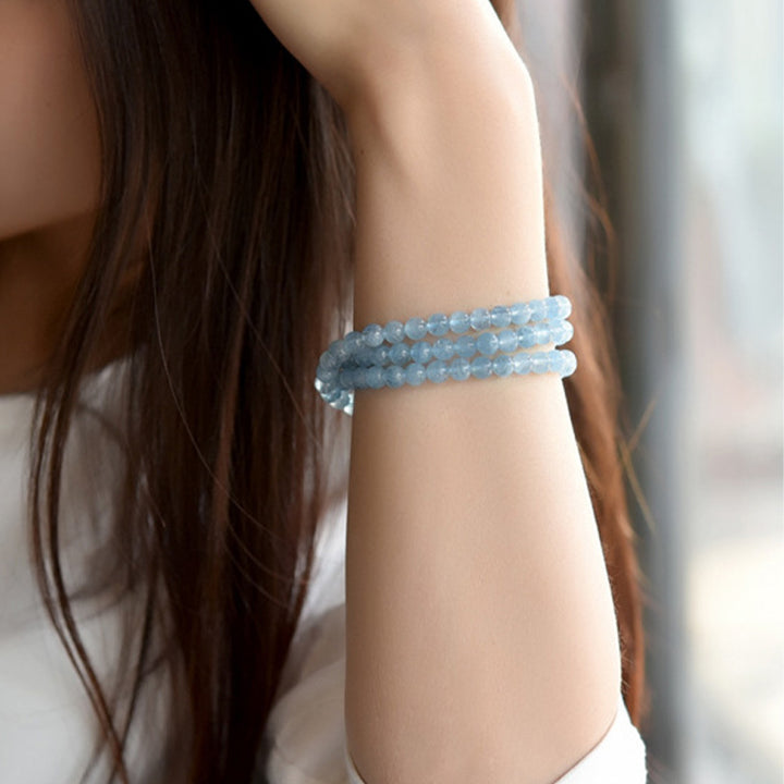 Pulsera curativa de la paz con aguamarina natural de Buddha Stones