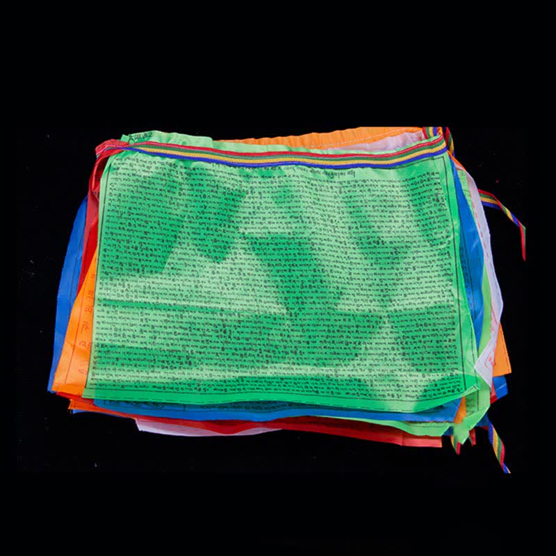 Bandera de oración tibetana de 5 colores con bendición de caballo de viento al aire libre, 20 unidades