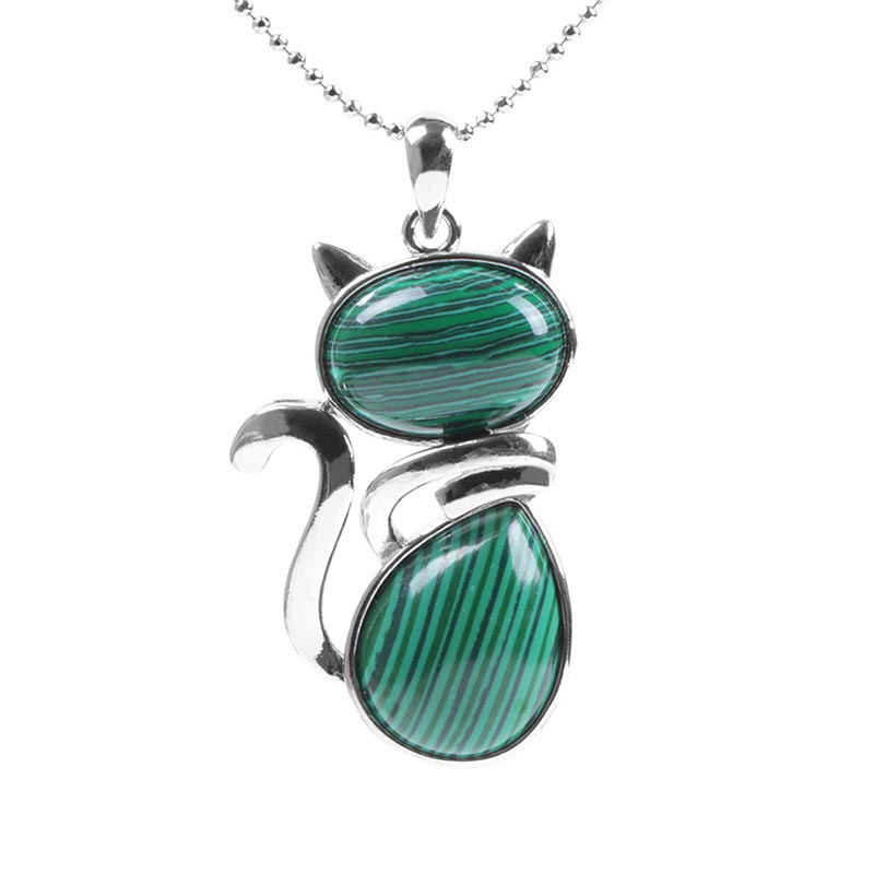 Colgante de collar de protección de cristal natural con patrón de gato de Buddha Stones - image 19
