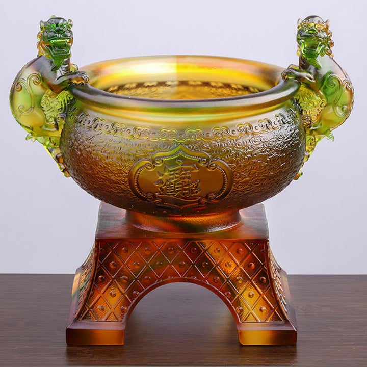 Hecho a mano Liuli Crystal PiXiu Treasure Bowl Art Piece Decoración del hogar - image 2