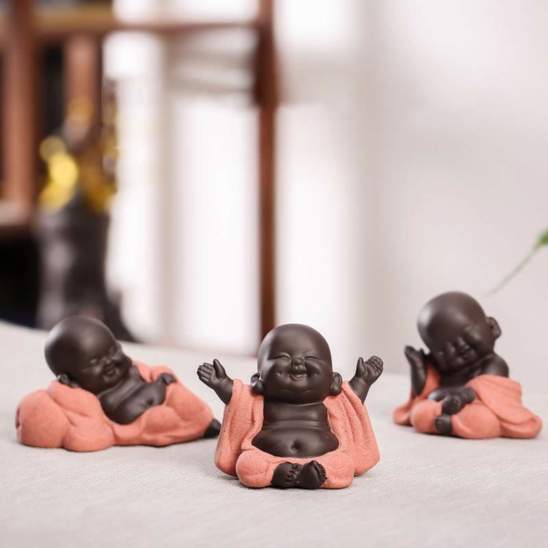 Buddha Stones siempre sonriendo, Buda riéndose, riqueza, suerte, arcilla púrpura, estatua de Maitreya, decoración - image 5