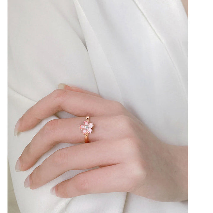 Pulsera con cadena de bendición de flor de cerezo de plata de ley 925 con Buddha Stones , anillo giratorio - image 19