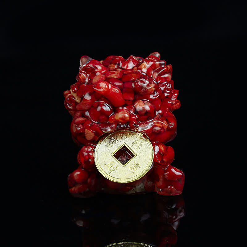 Buddha Stones hechas a mano, moneda de oro PiXiu, cristal Fengshui, energía, fortuna, decoración del hogar