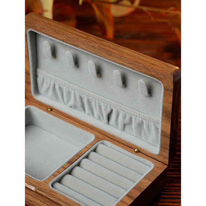 Caja de regalo de madera hecha a mano vintage de madera de nogal negro para guardar joyas