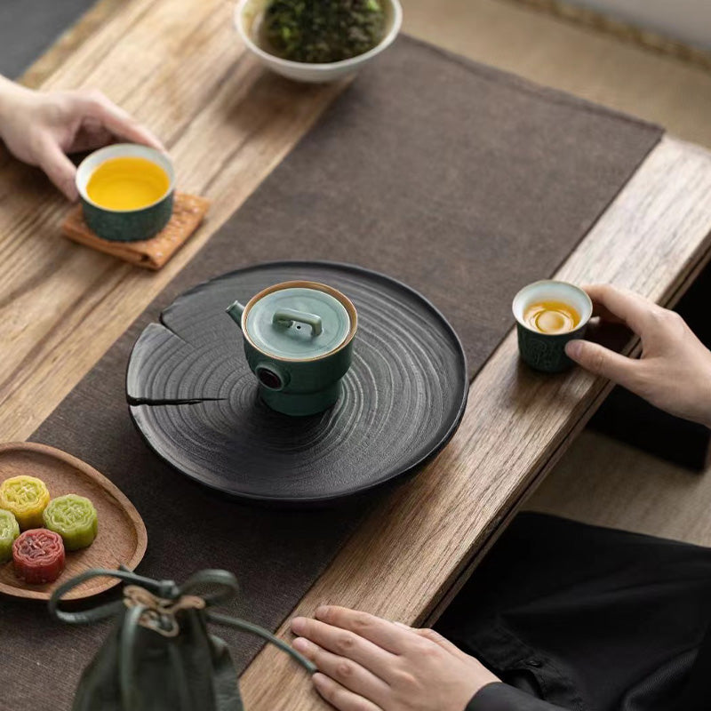 Taza de té de cerámica Kung Fu con bolsa, Buddha Stones , Sanxingdui