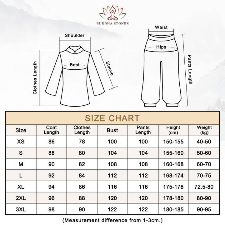 Conjunto de 3 piezas de Buddha Stones con diseño de árbol Yin Yang, Tai Chi, práctica espiritual zen, meditación y oración, uniforme unisex.