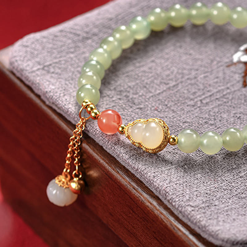 Pulsera de la suerte de la abundancia del loto de la calabaza del jade hetiano de plata de ley 925 - image 9