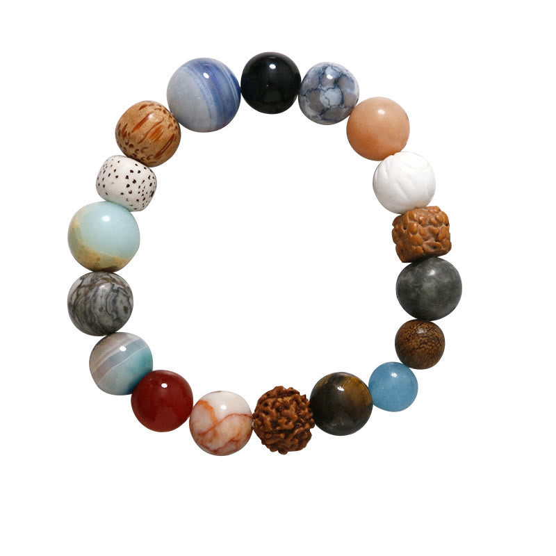 Buddha Stones, semilla de Bodhi Natural, piedra de cristal, ágata, pulsera para mantener alejados los espíritus malignos