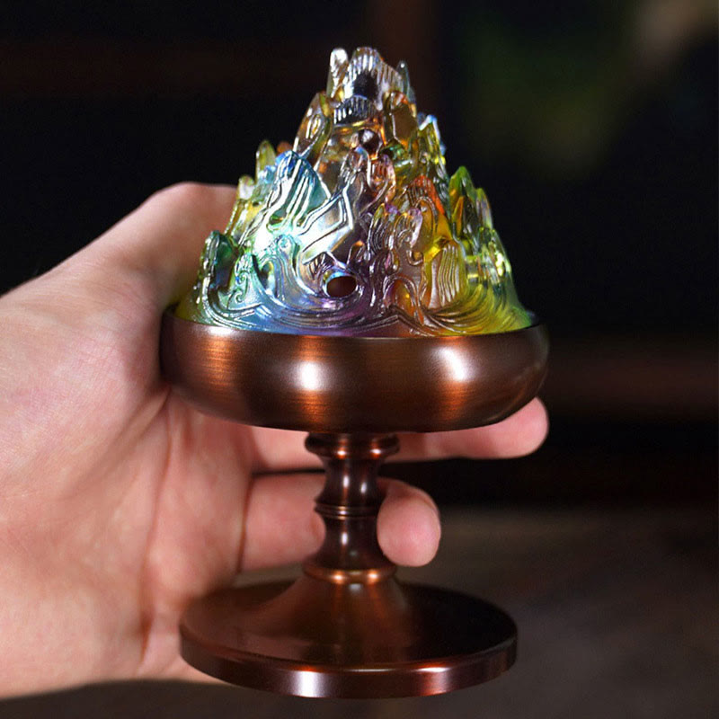 Quemador de incienso de meditación curativa Liuli Crystal Mountain