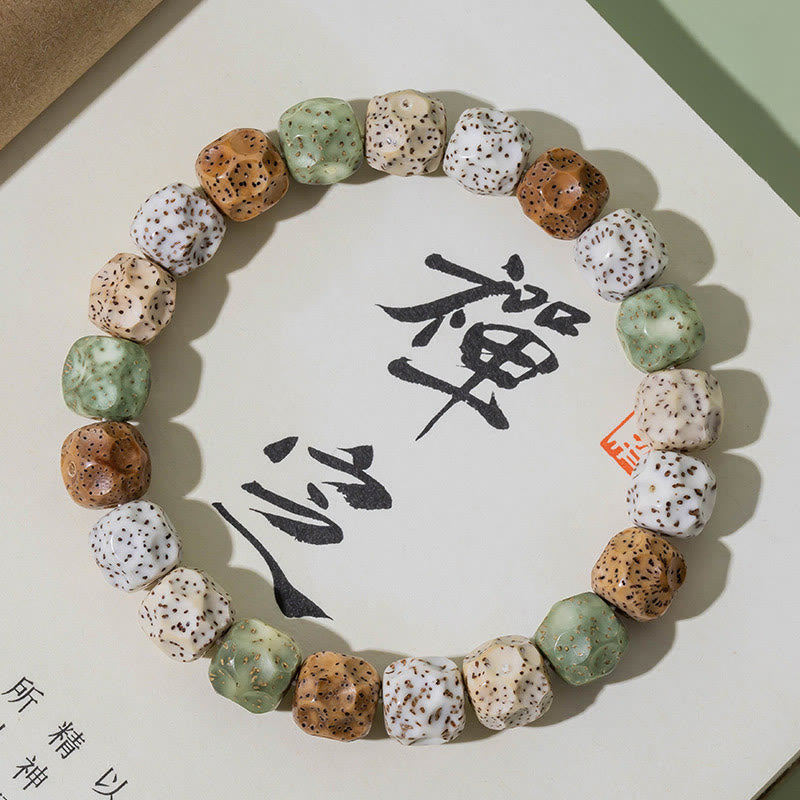 Pulsera de riqueza auspiciosa de semillas Bodhi coloridas naturales de Buddha Stones