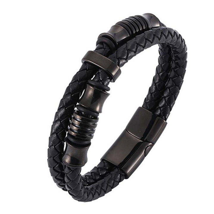 Pulsera Fortune con tejido de cuero en capas de Buddha Stones